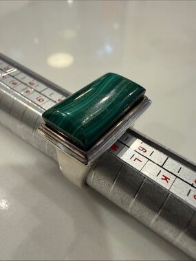 RLM Studios malachite and silver ring, size 7